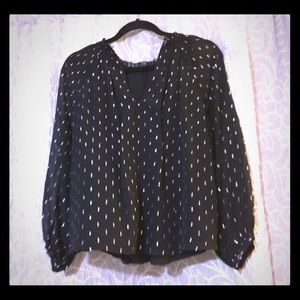 JOIE * Brand NEW* black/sliver* SEMI SHEER* Blouse